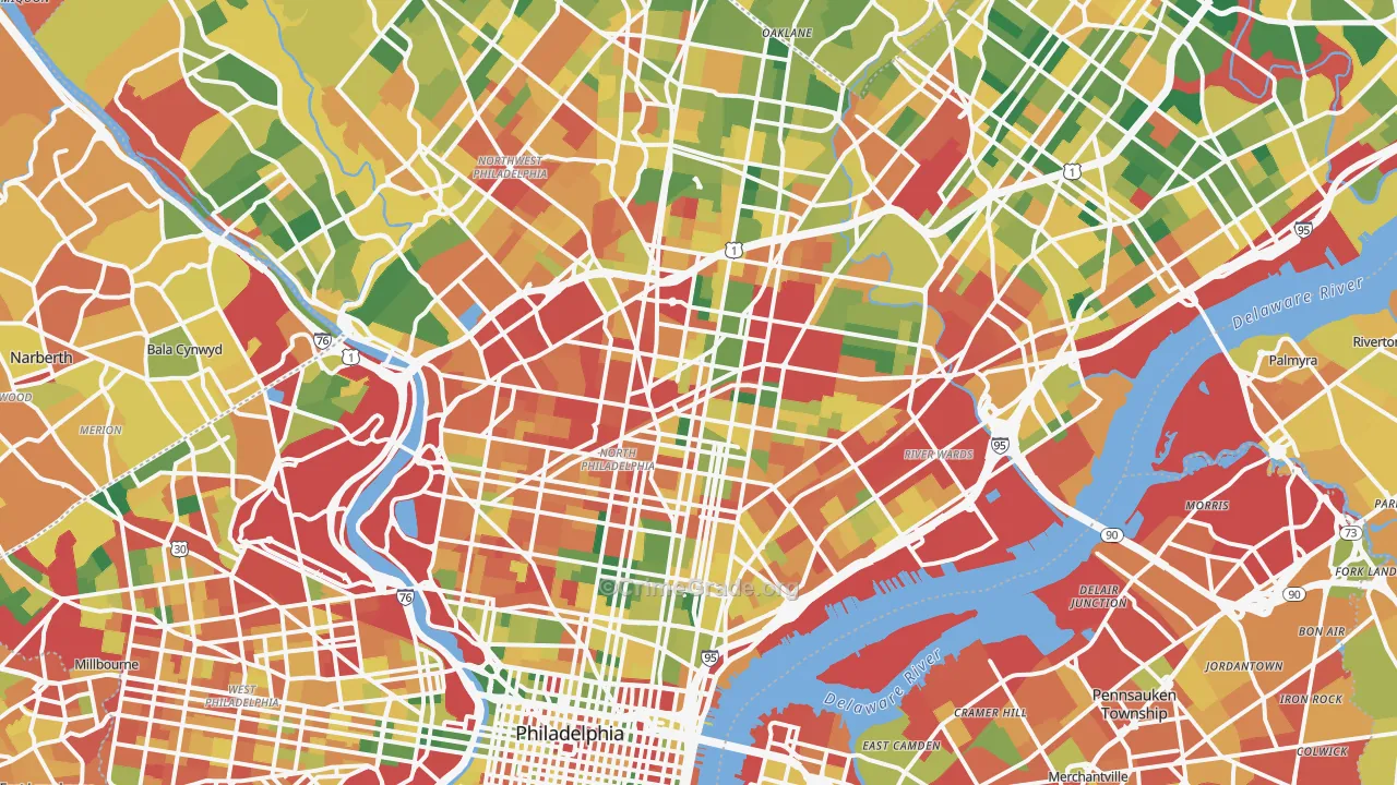 Philadelphia County, PA Map of Burglary Rates