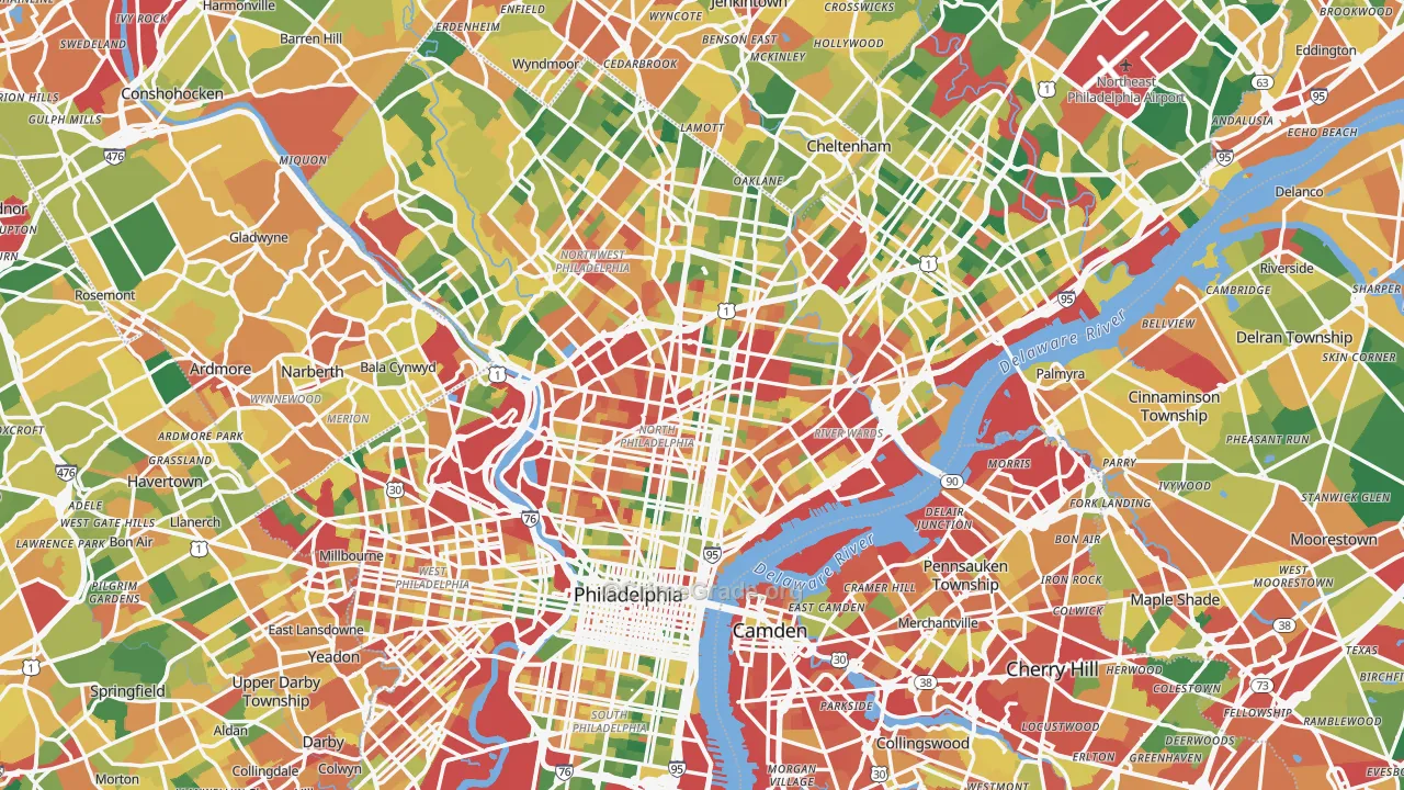 Philadelphia, PA Map of Burglary Rates