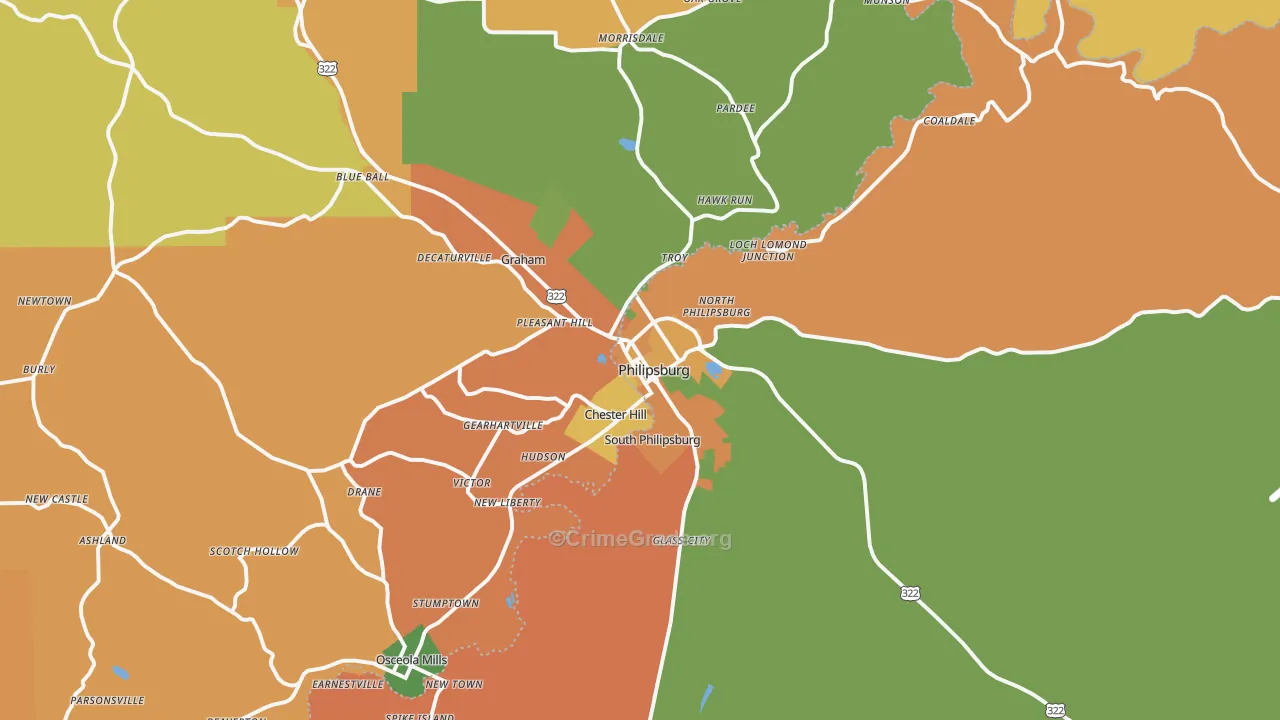 Philipsburg, PA Map of Burglary Rates