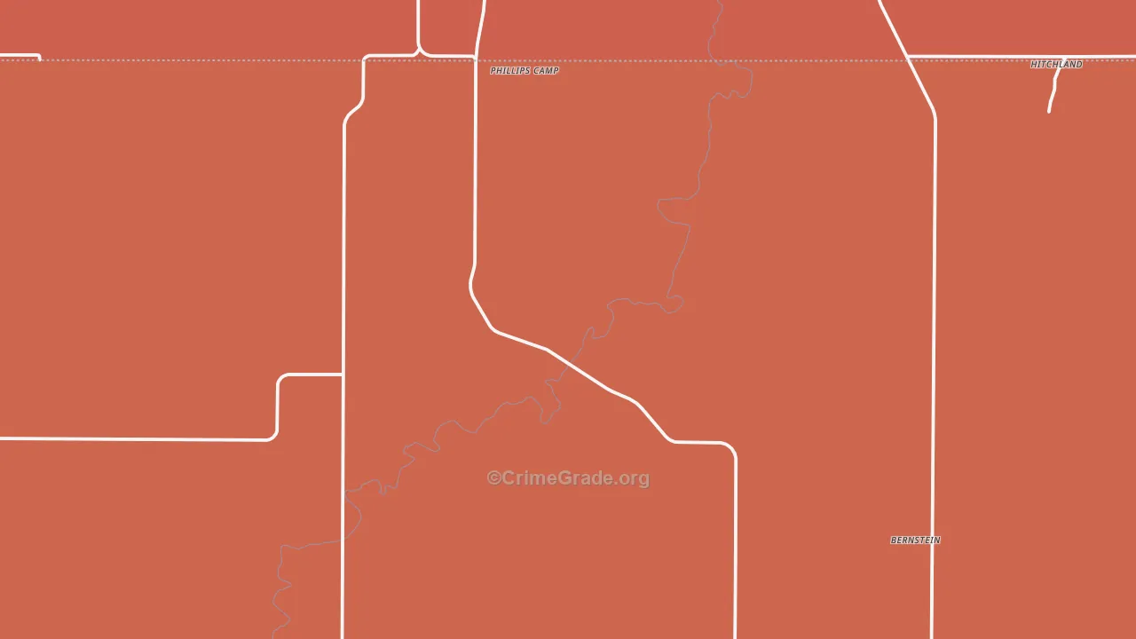 Phillips Camp, TX Map of Burglary Rates