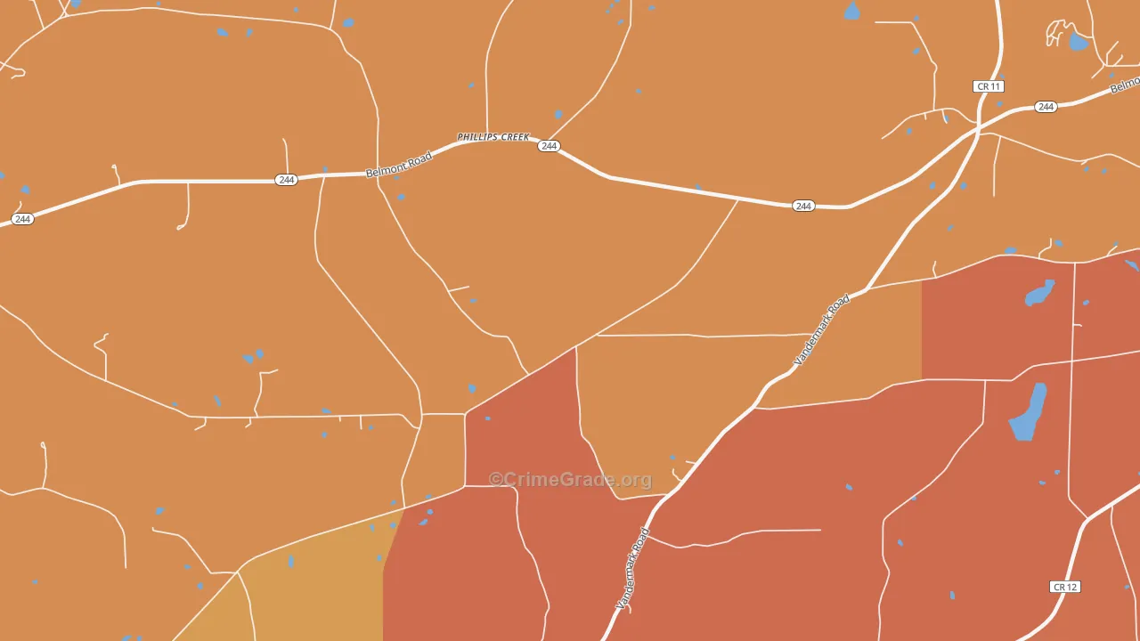 Phillips Creek, NY Map of Burglary Rates