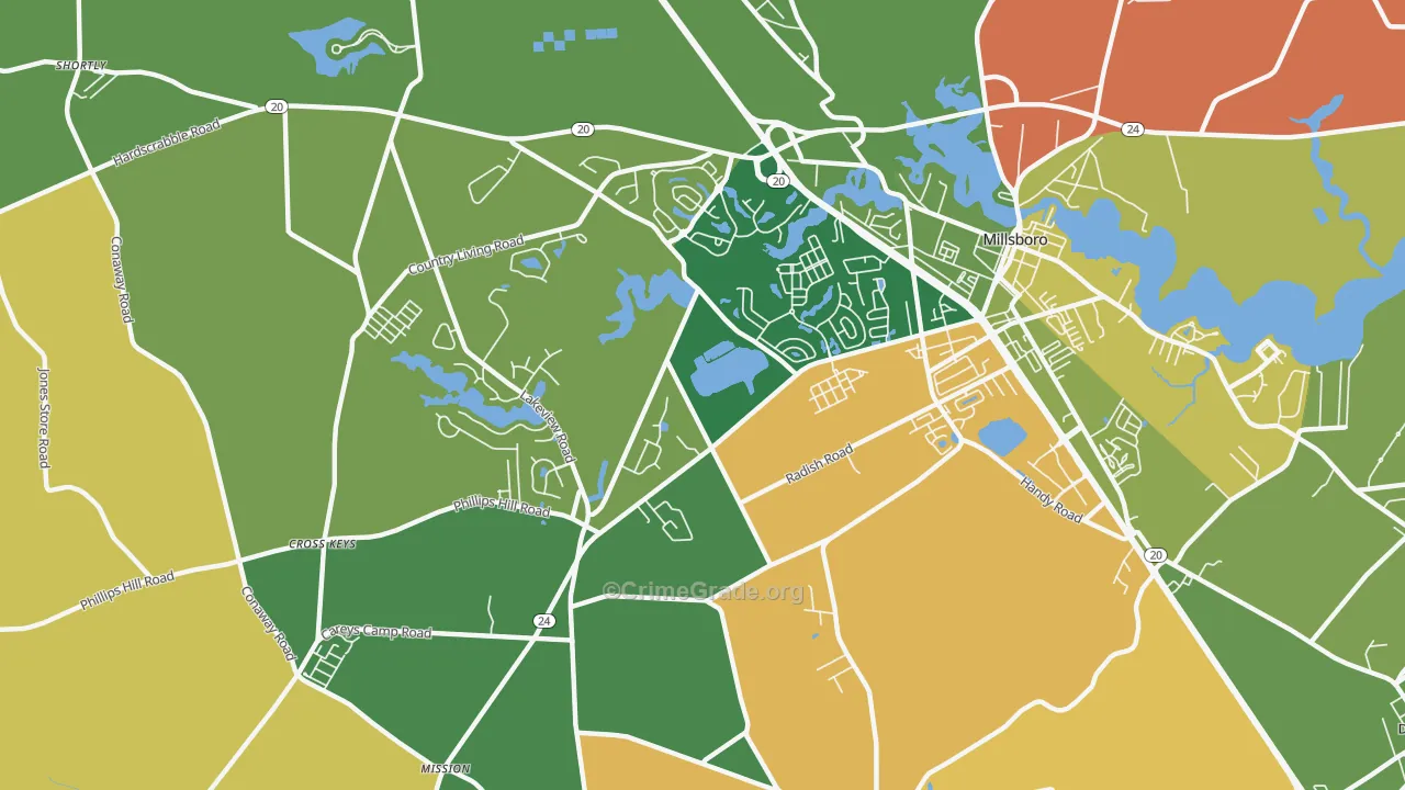 Phillips Hill, DE Map of Burglary Rates