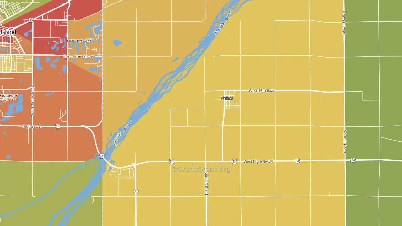 Phillips, NE Map of Burglary Rates