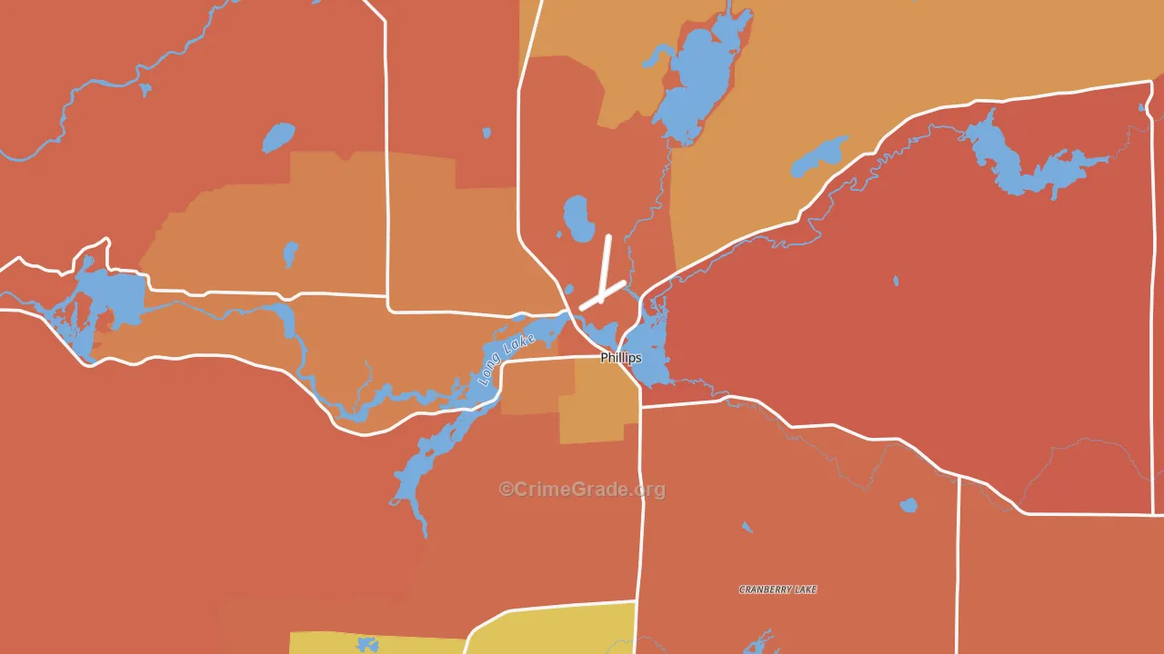 Phillips, WI Map of Burglary Rates
