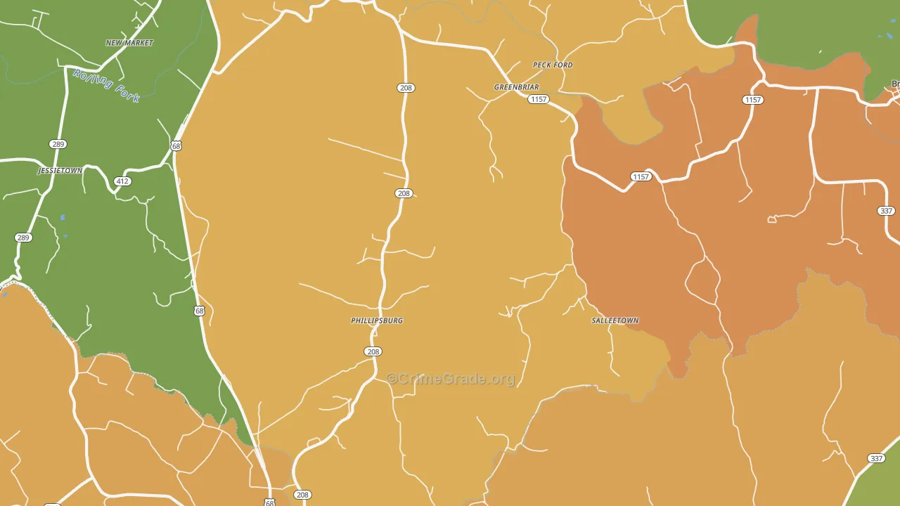 Phillipsburg, KY Map of Burglary Rates