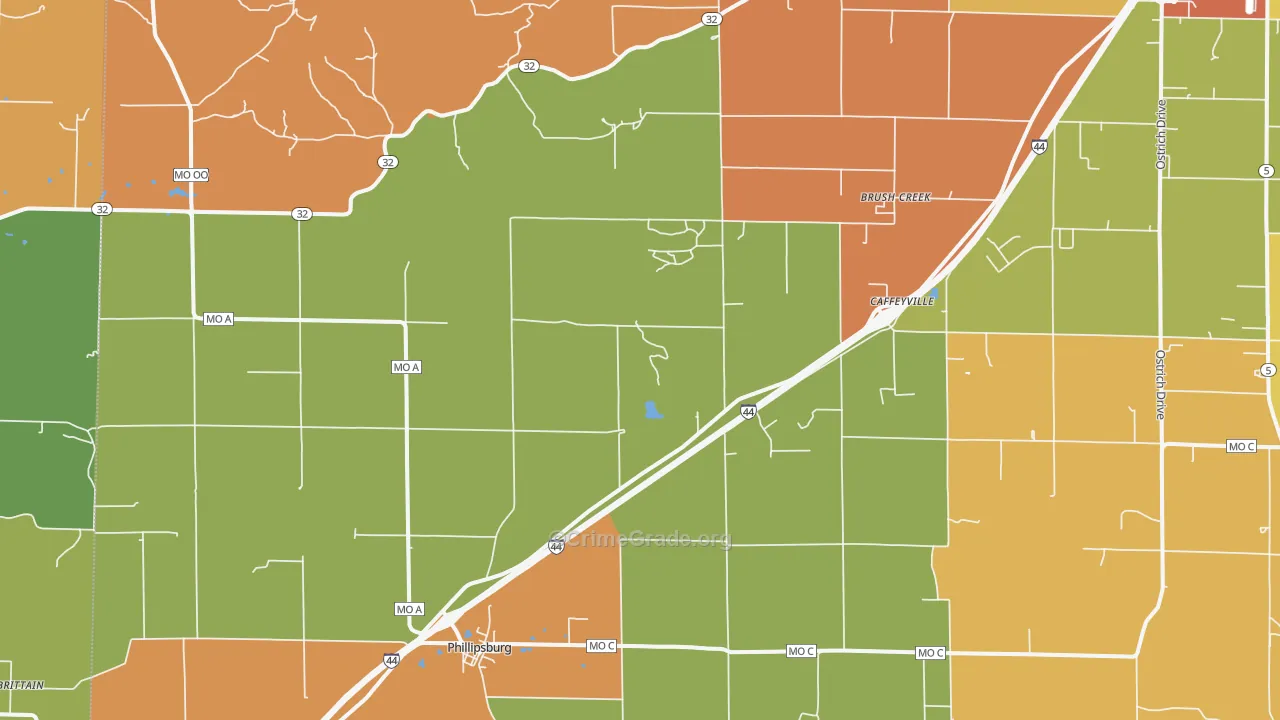 Phillipsburg, MO Map of Burglary Rates