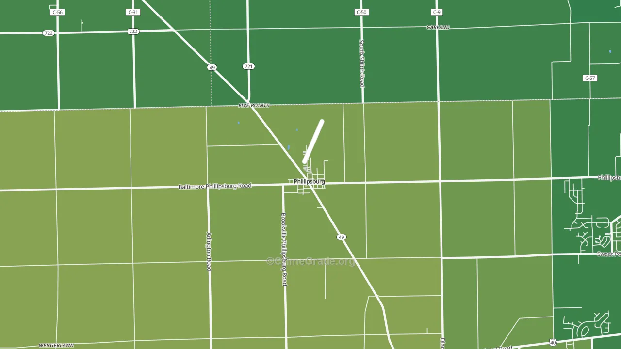 Phillipsburg, OH Map of Burglary Rates