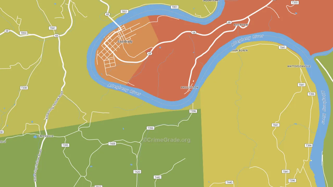 Phillipston, PA Map of Burglary Rates