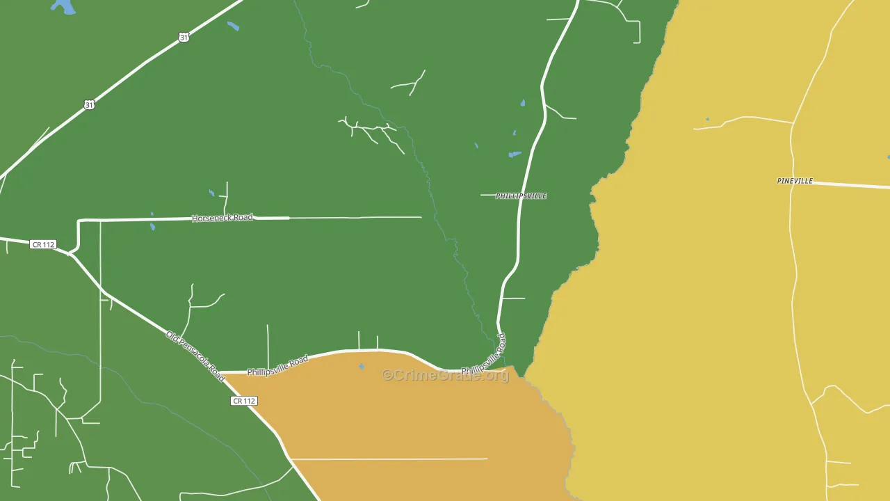 Phillipsville, AL Map of Burglary Rates