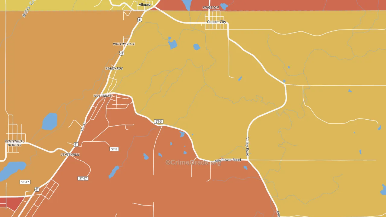 Phillipsville, MI Map of Burglary Rates