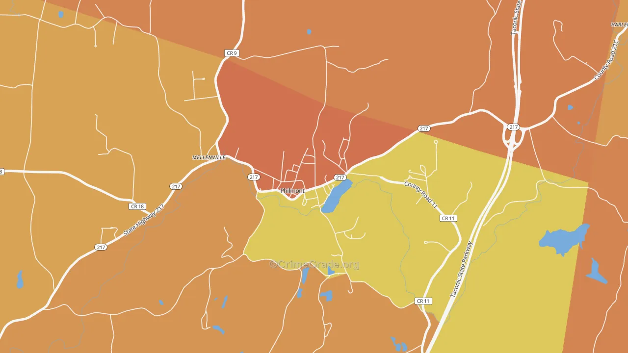 Philmont, NY Map of Burglary Rates