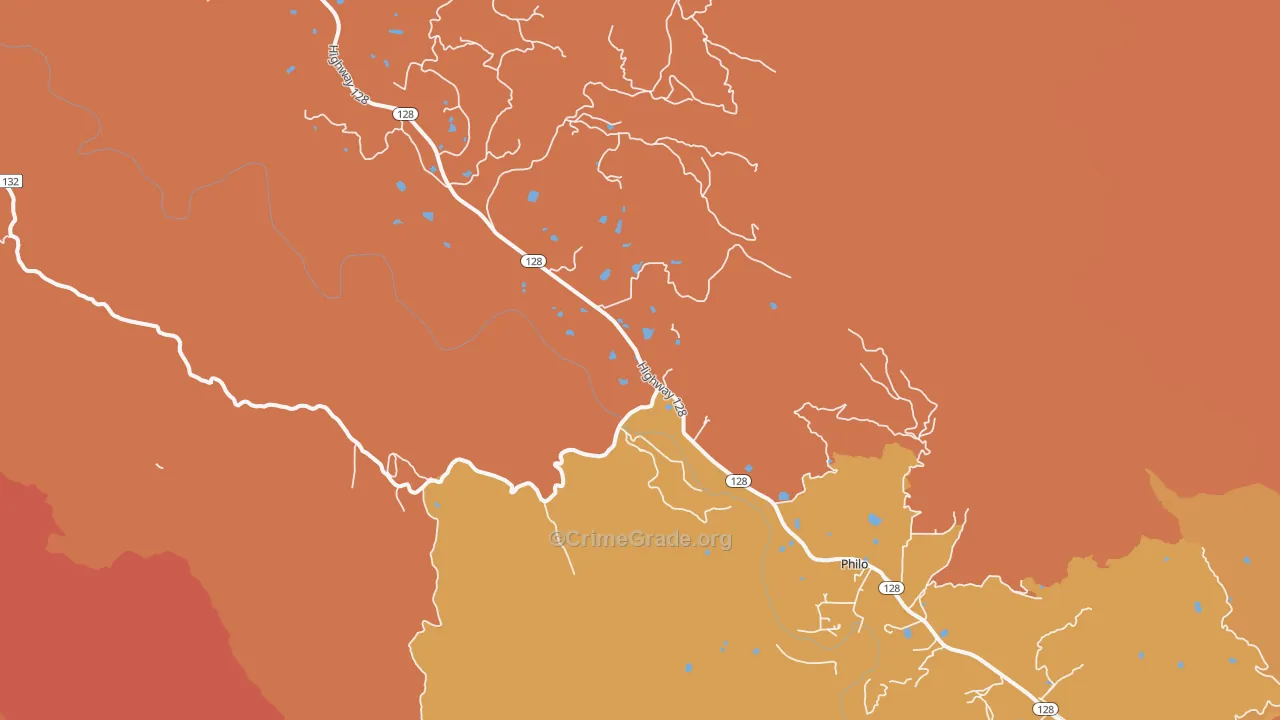 Philo, CA Map of Burglary Rates