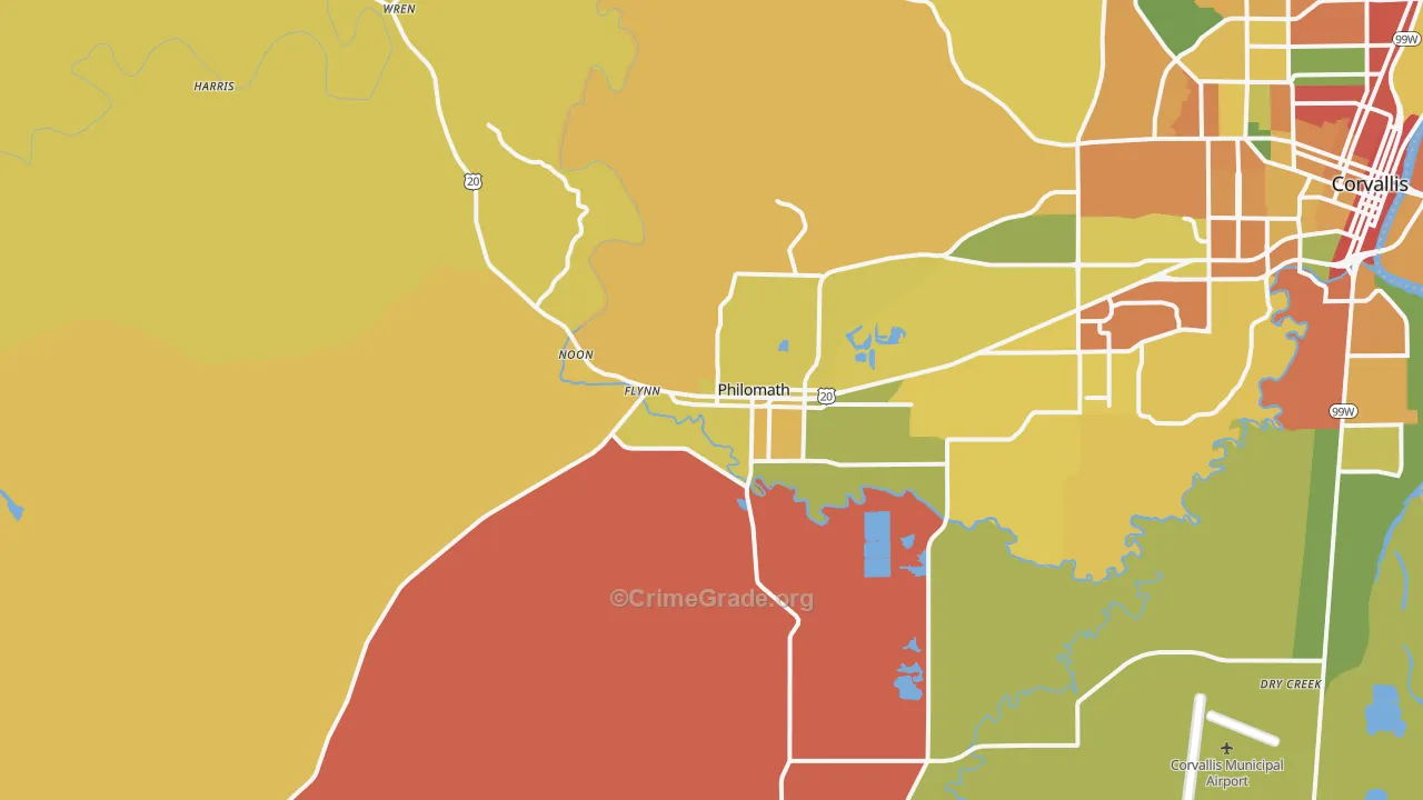 Philomath, OR Map of Burglary Rates