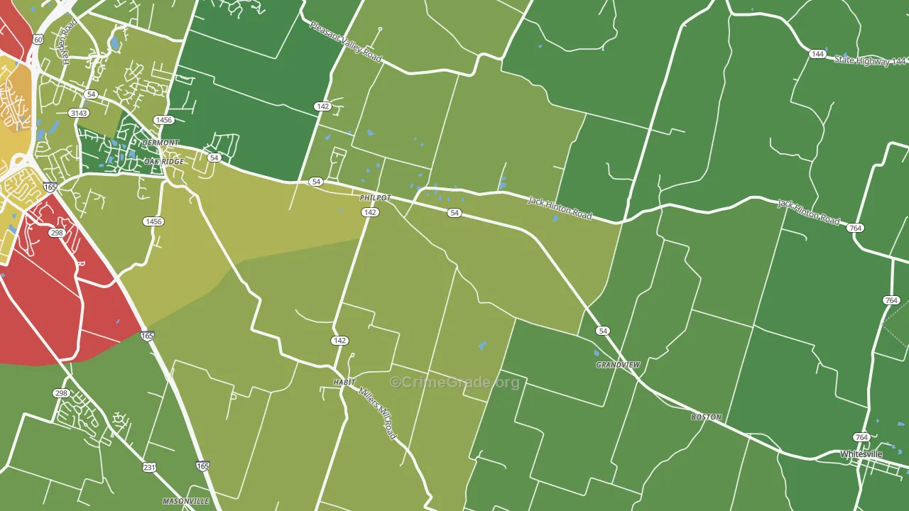 Philpot, KY Map of Burglary Rates