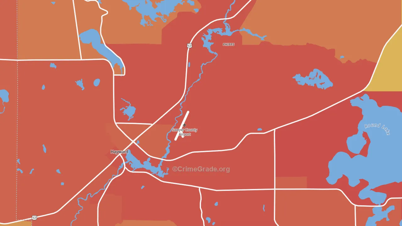 Phipps, WI Map of Burglary Rates