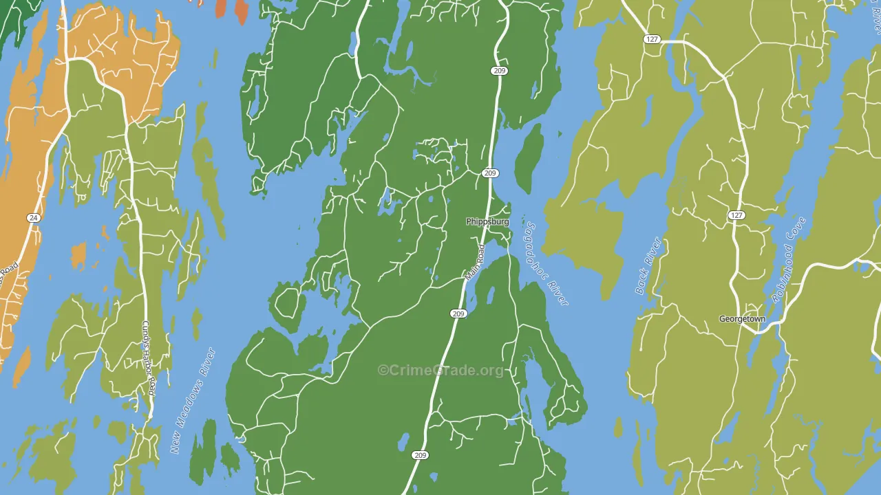 Phippsburg, ME Map of Burglary Rates