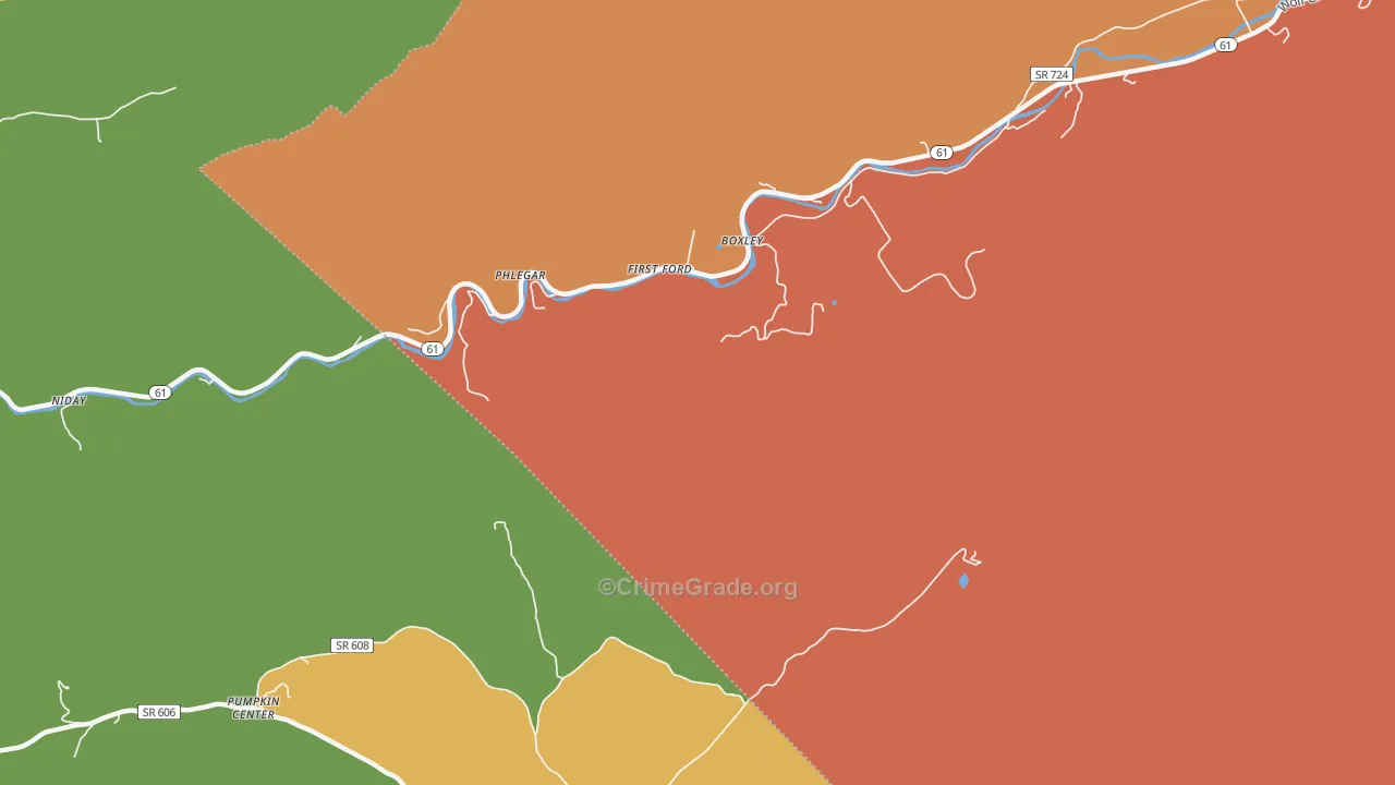 Phlegar, VA Map of Burglary Rates