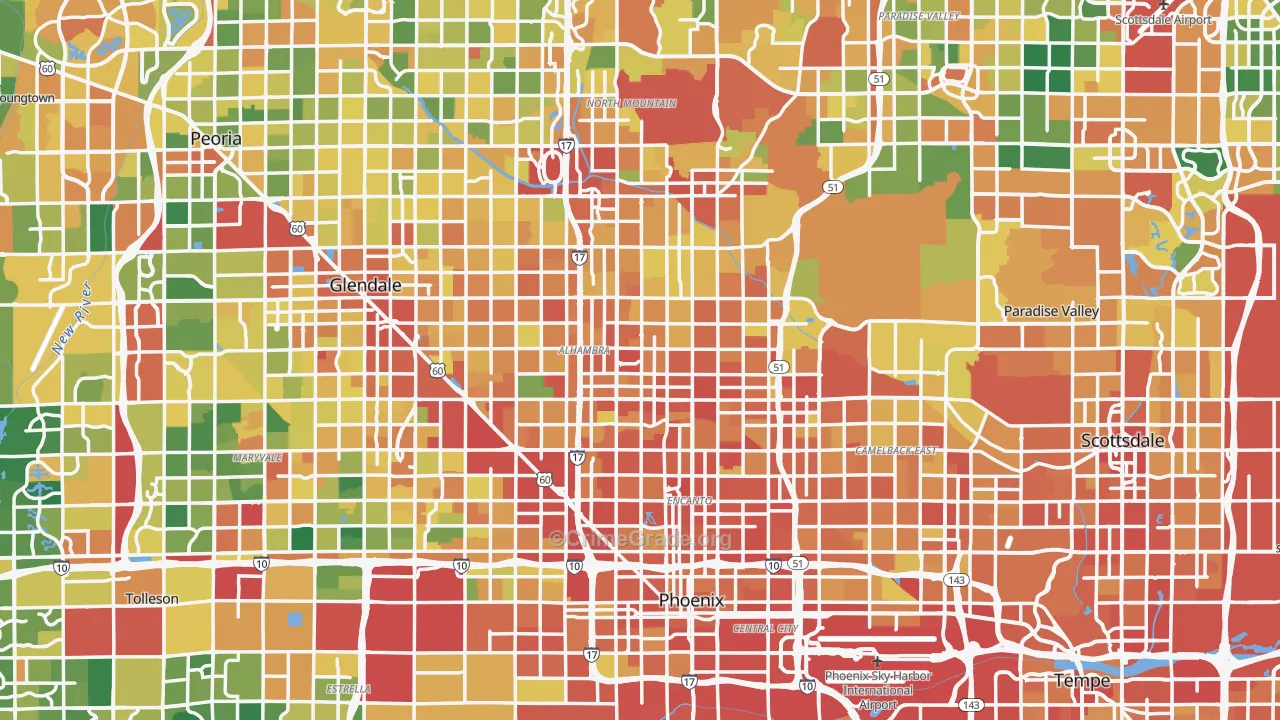 Phoenix, AZ Map of Burglary Rates