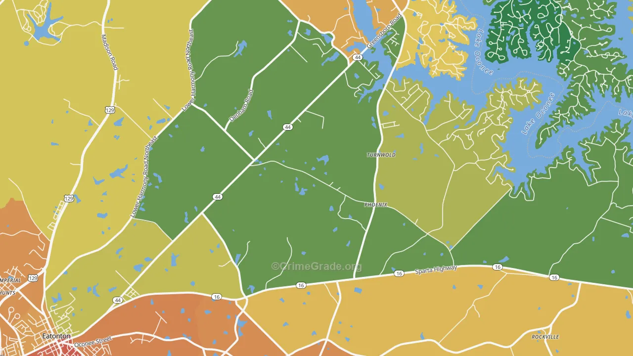 Phoenix, GA Map of Burglary Rates