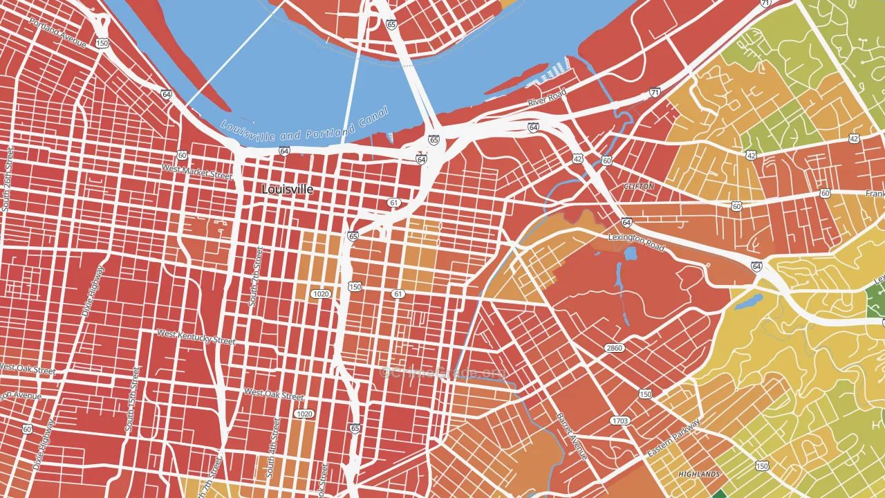 Phoenix Hill, Louisville, KY Map of Burglary Rates