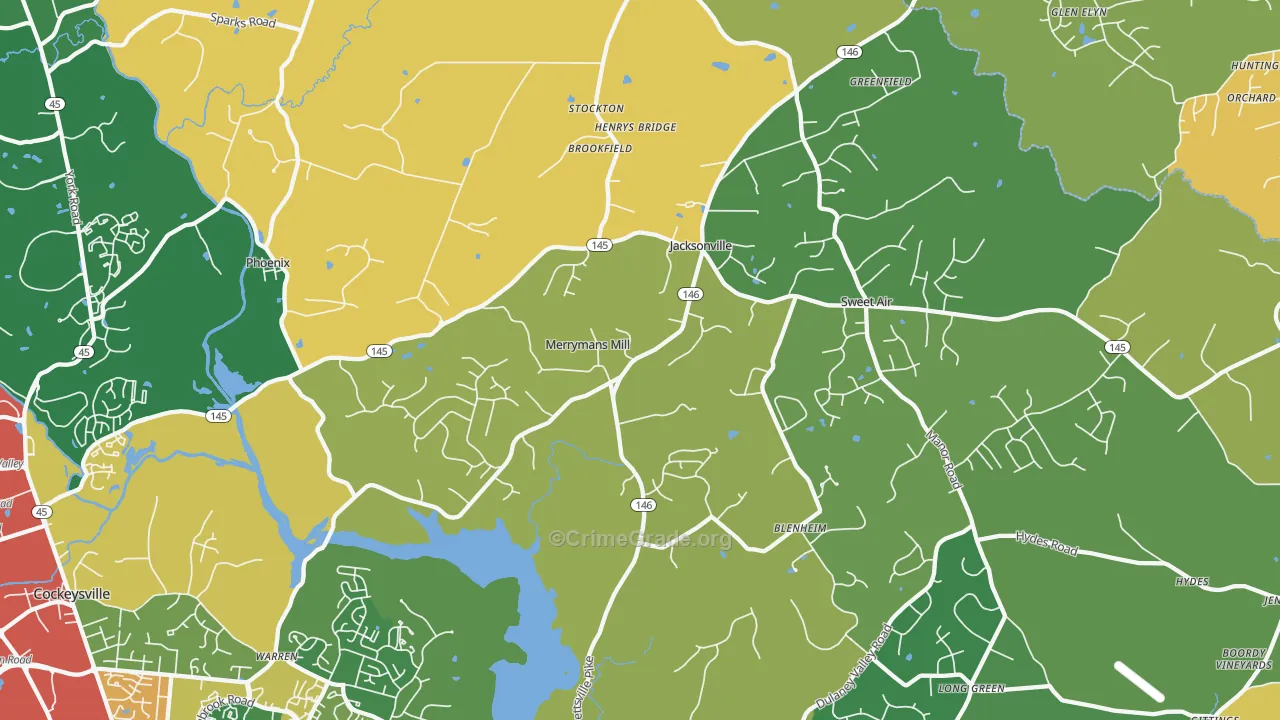 Phoenix, MD Map of Burglary Rates