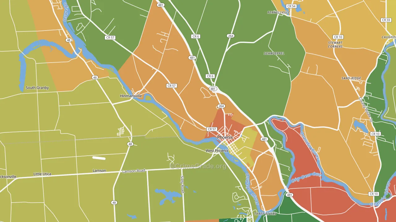 Phoenix, NY Map of Burglary Rates