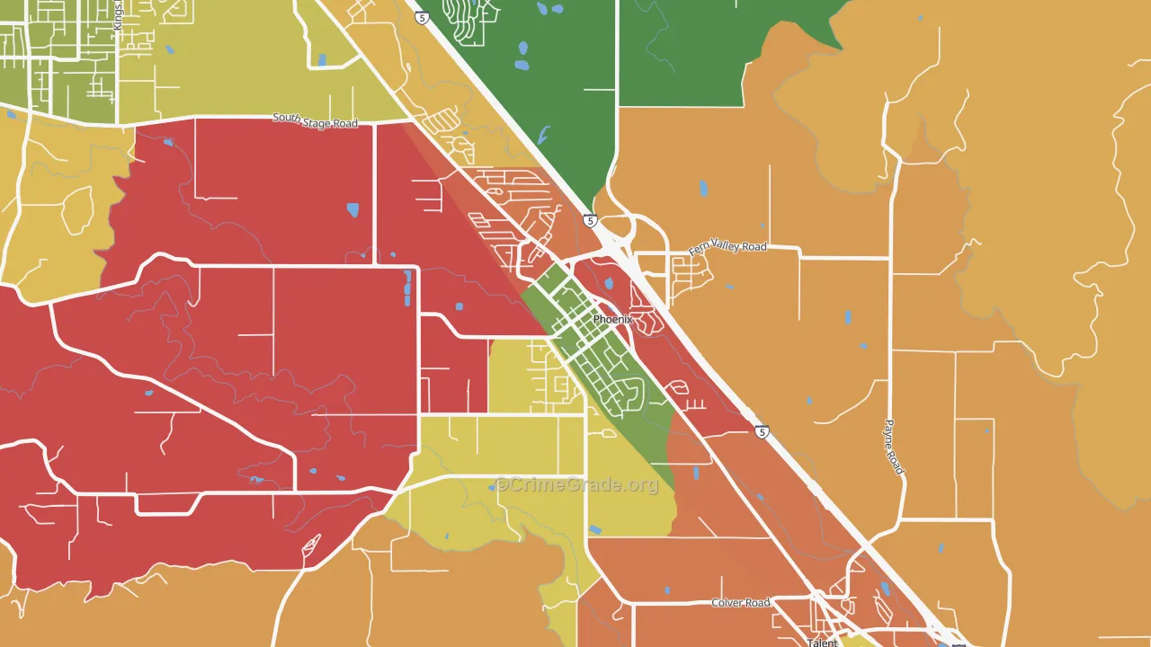 Phoenix, OR Map of Burglary Rates