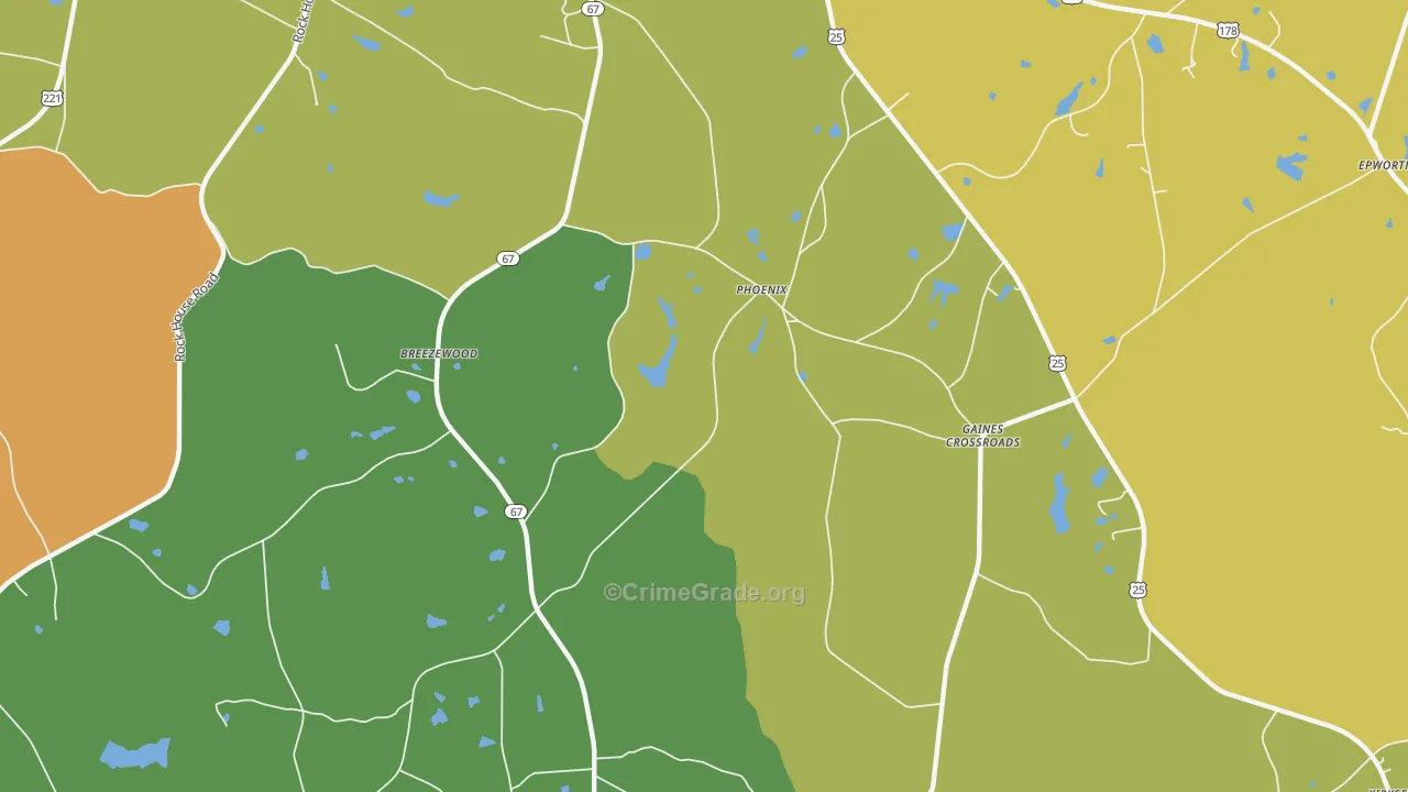 Phoenix, SC Map of Burglary Rates