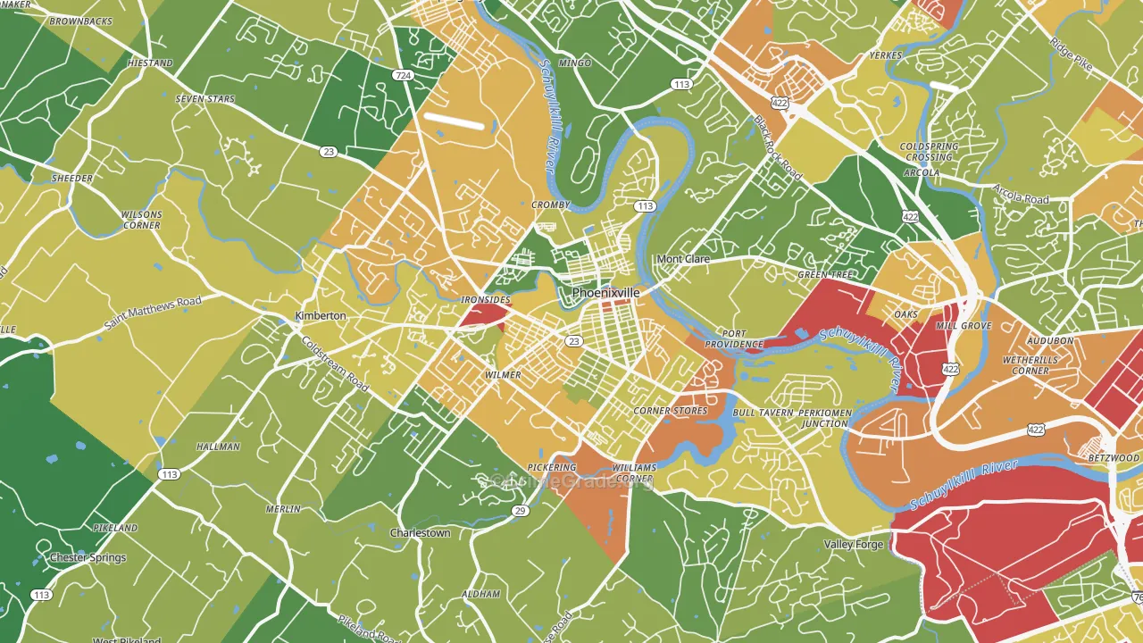 Phoenixville, PA Map of Burglary Rates