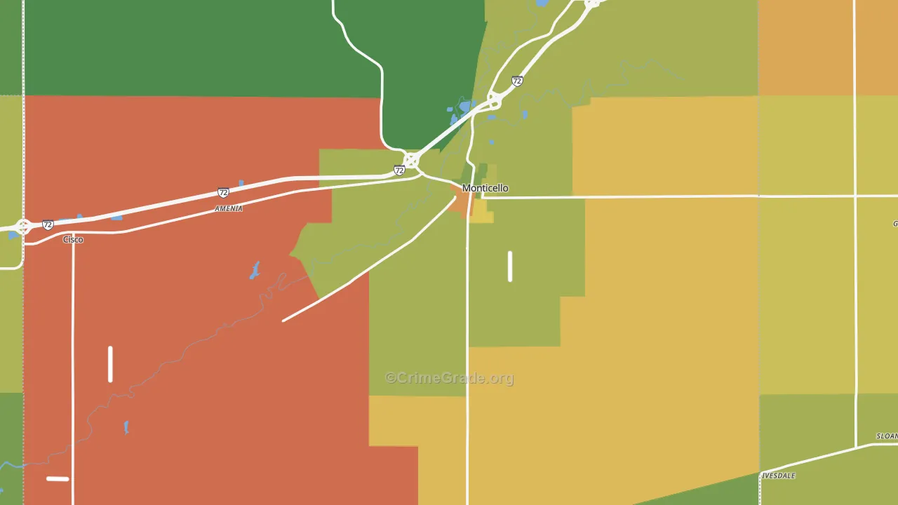 Piatt County, IL Map of Burglary Rates