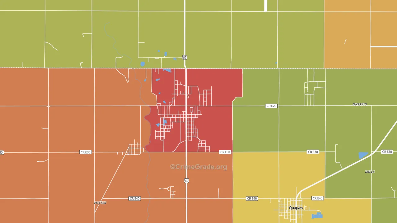 Picher, OK Map of Burglary Rates