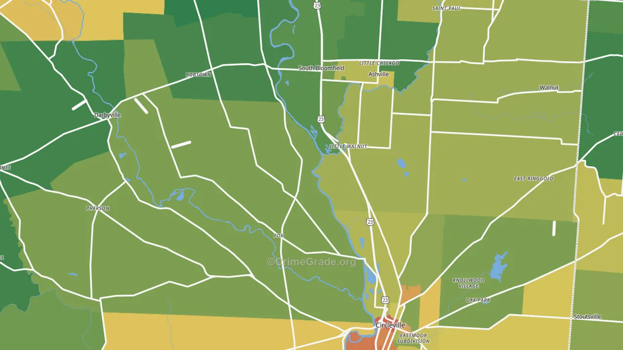 Pickaway County, OH Map of Burglary Rates
