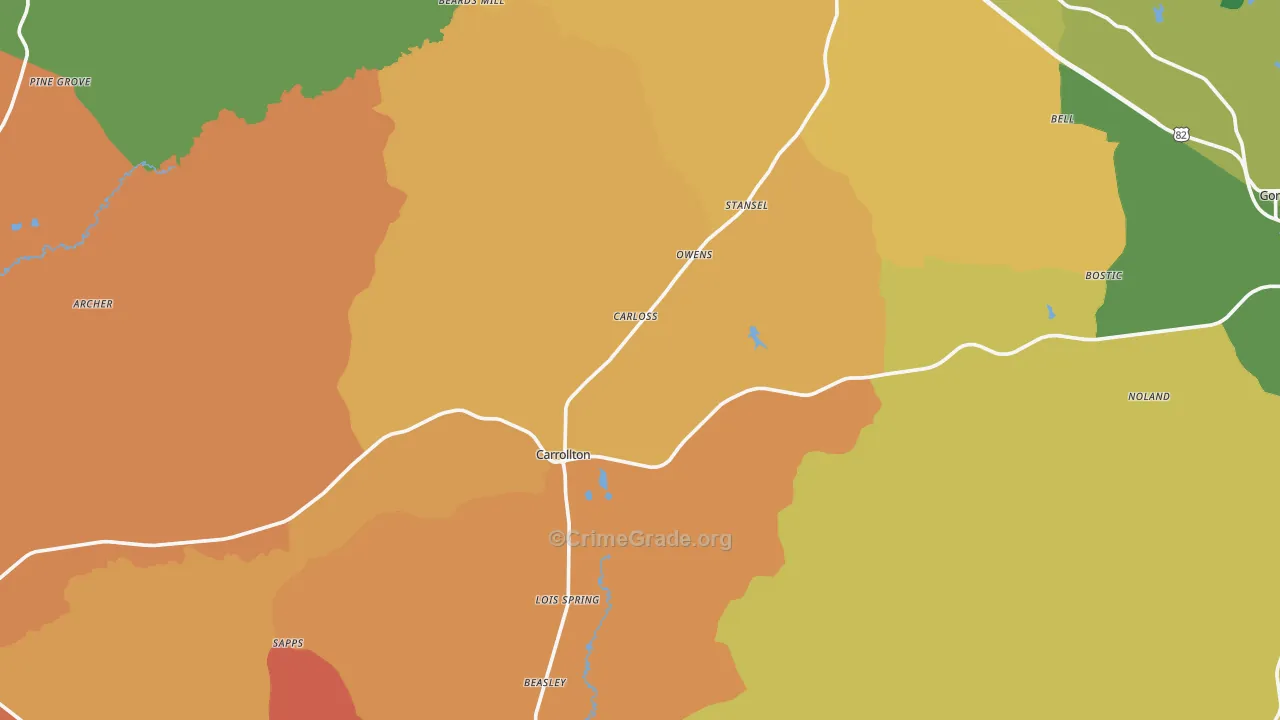 Pickens County, AL Map of Burglary Rates