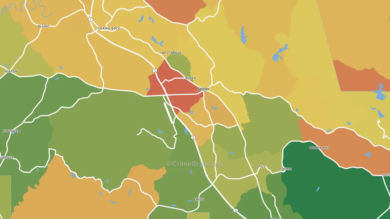 Pickens County, GA Map of Burglary Rates