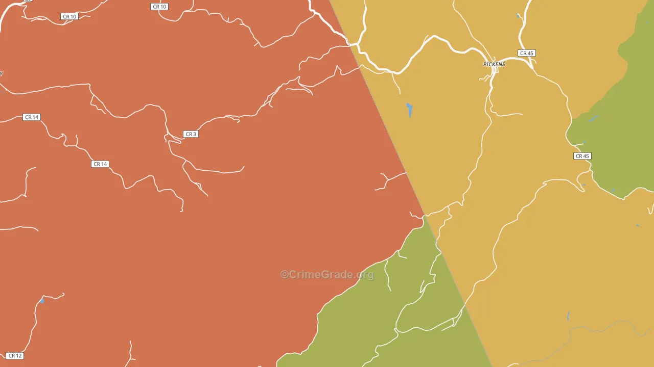 Pickens, WV Map of Burglary Rates