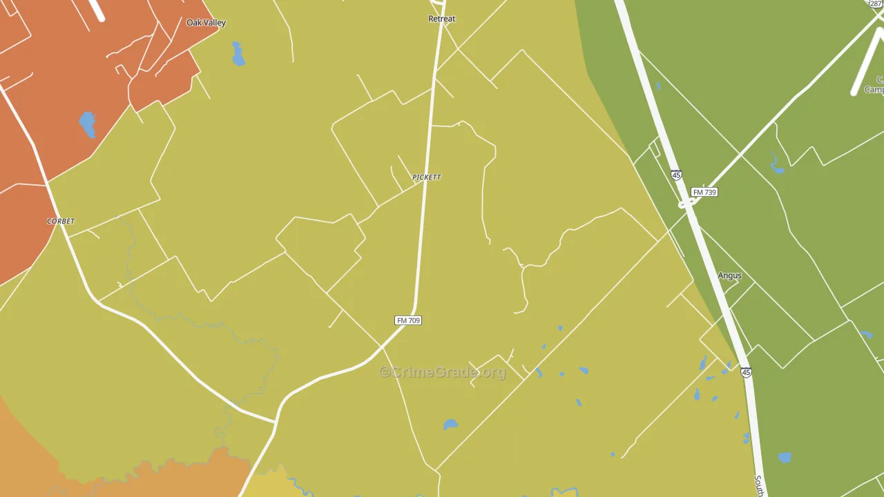 Pickett, TX Map of Burglary Rates