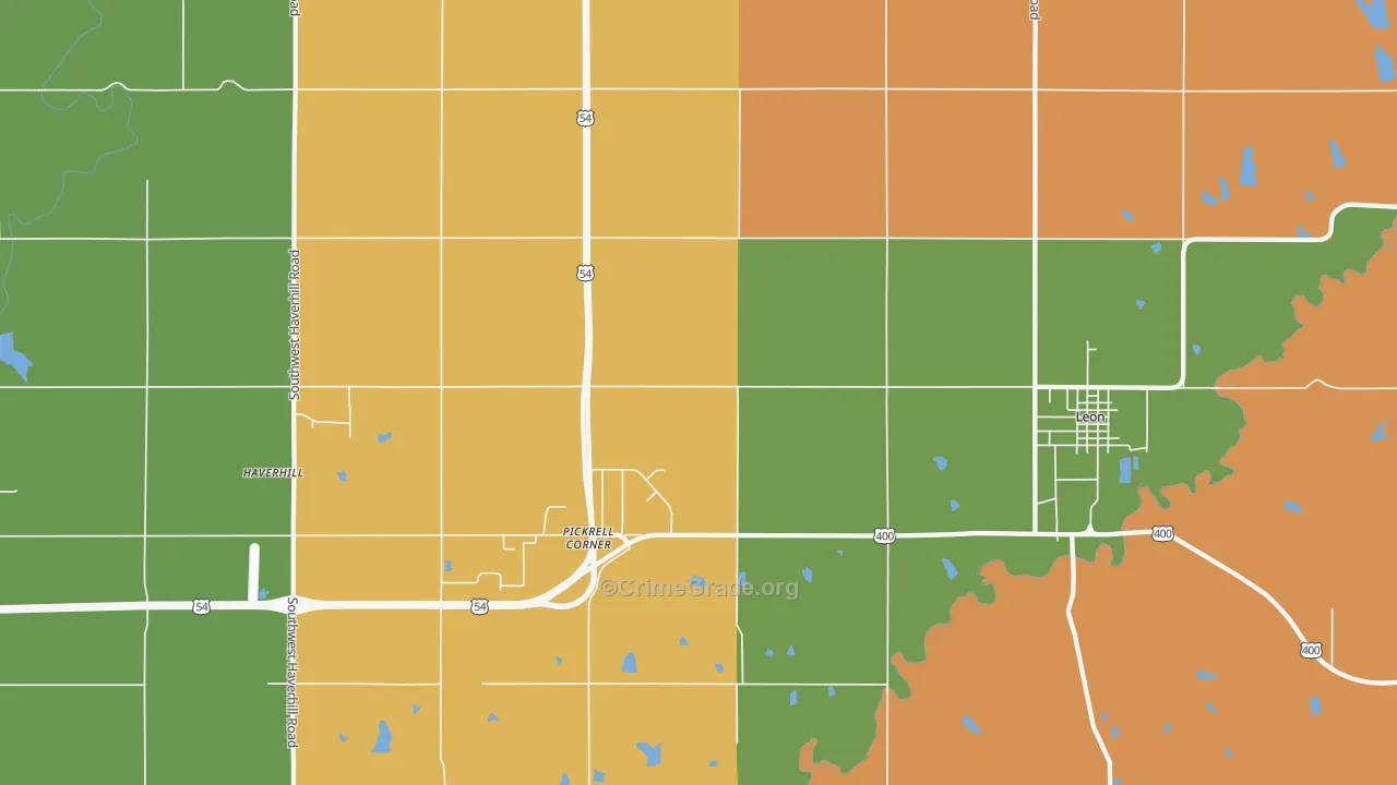 Pickrell Corner, KS Map of Burglary Rates