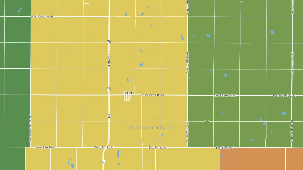 Pickrell, NE Map of Burglary Rates