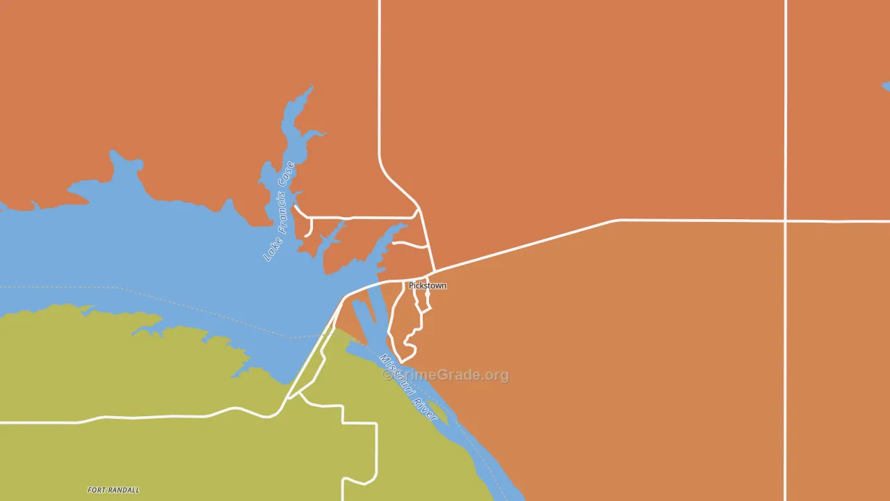 Pickstown, SD Map of Burglary Rates