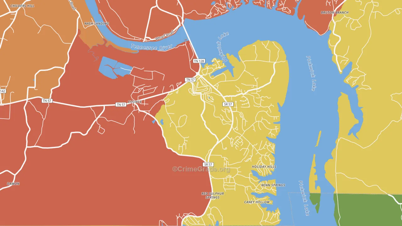 Pickwick Dam, TN Map of Burglary Rates