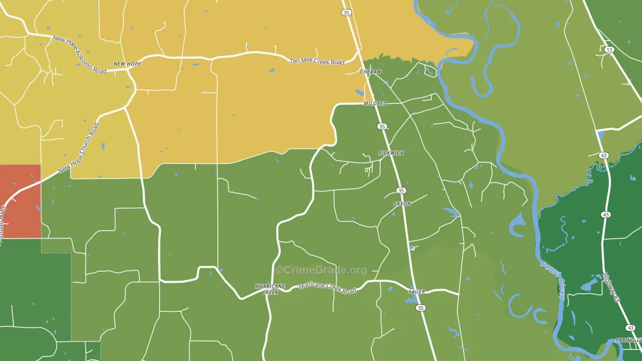 Pickwick, MS Map of Burglary Rates