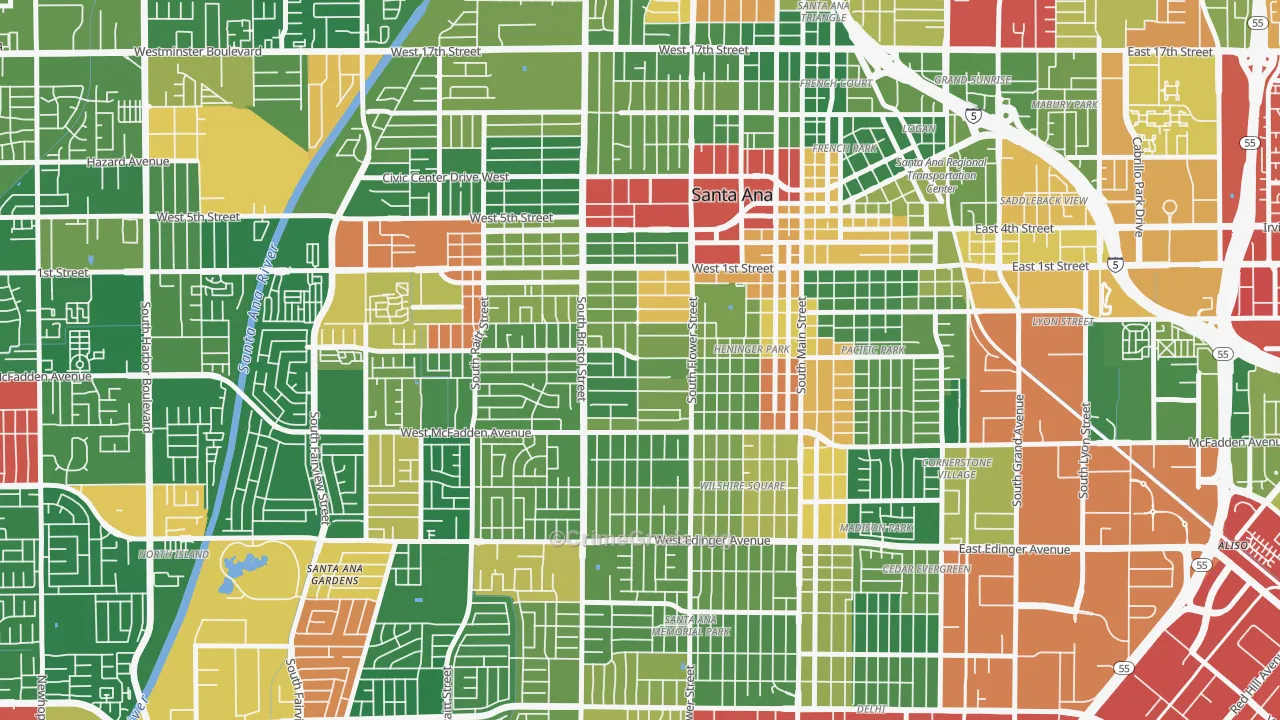 Pico-Lowell, Santa Ana, CA Map of Burglary Rates