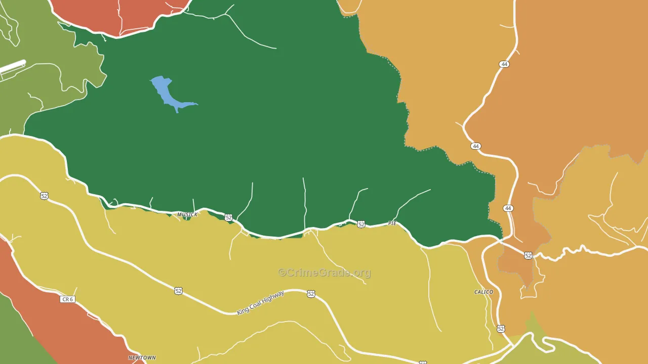 Pie, WV Map of Burglary Rates