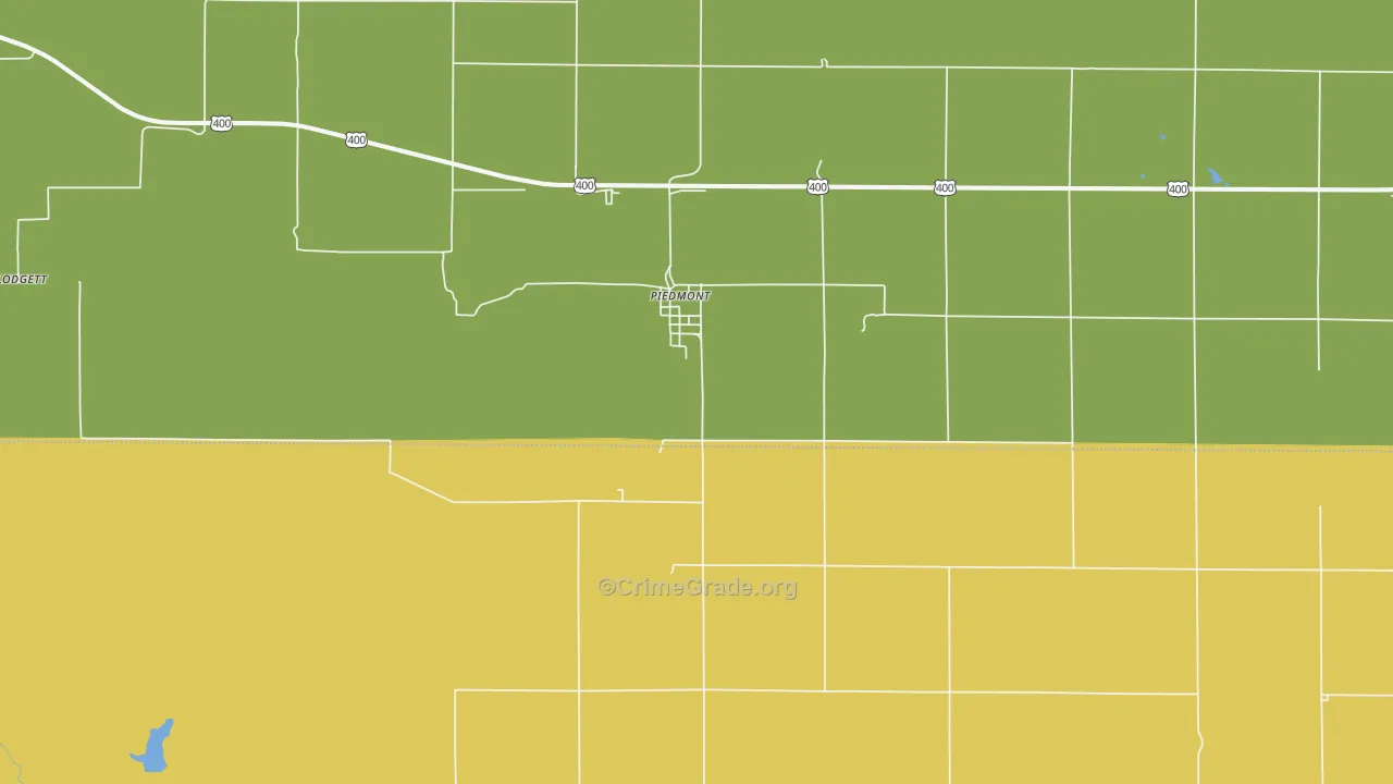 Piedmont, KS Map of Burglary Rates