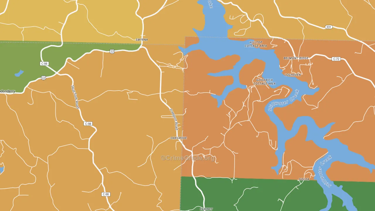 Piedmont, OH Map of Burglary Rates