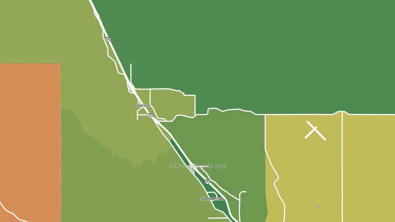 Piedmont, SD Map of Burglary Rates