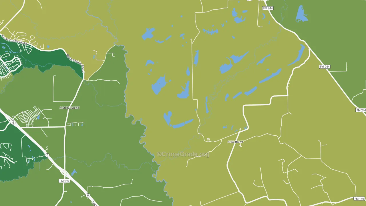 Piedmont, TX Map of Burglary Rates
