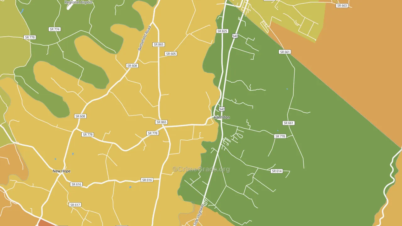 Piedmont, VA Map of Burglary Rates