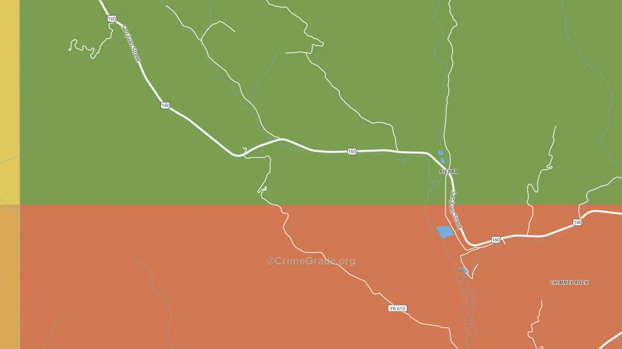 Piedra, CO Map of Burglary Rates