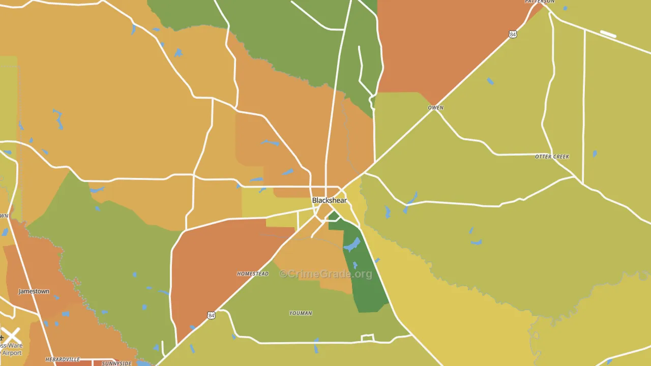 Pierce County, GA Map of Burglary Rates